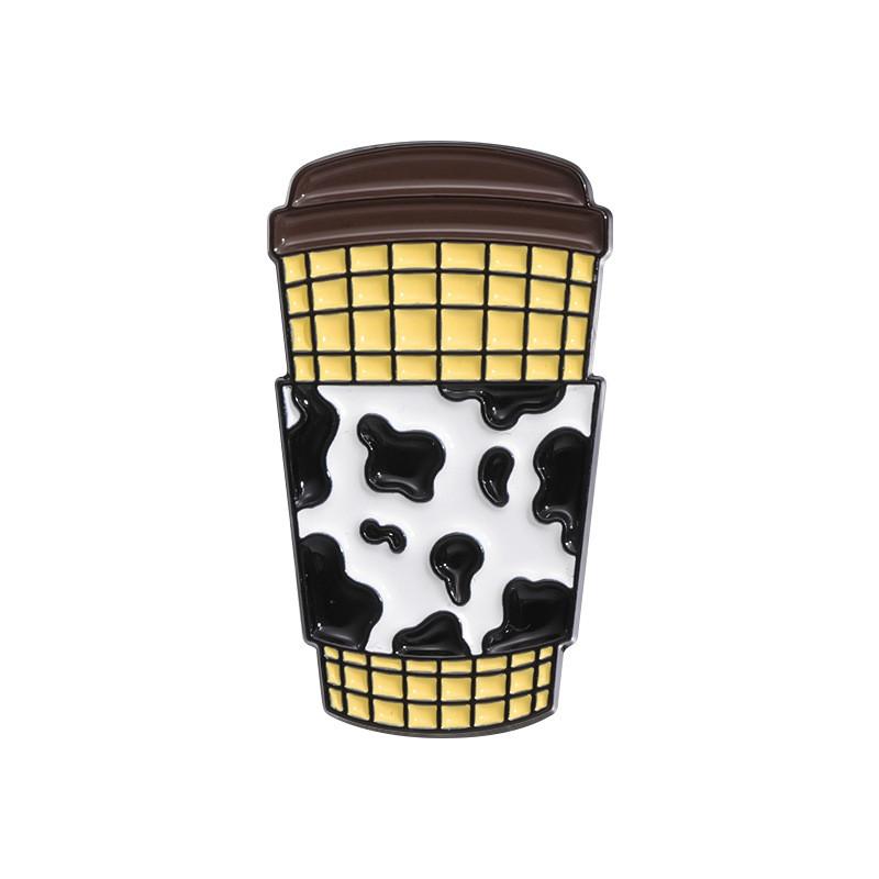 Coffee Cartoon Eyecatching Cup Badge Brooch Unique Enamel Coating For Looks Trendy