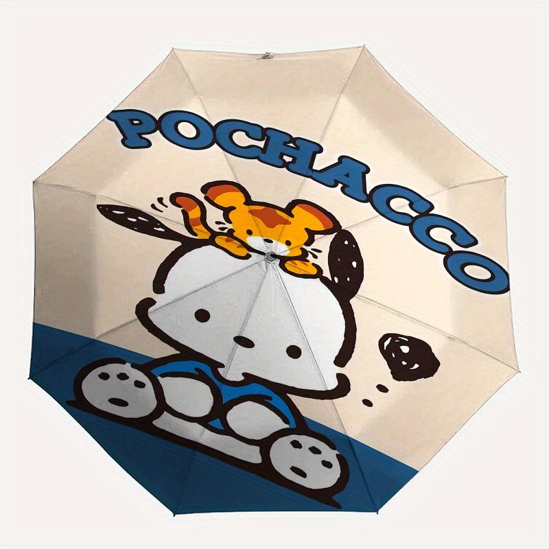Pochacco,Cow Automatic Folding Umbrella Simple 8 Rib Design, Bright Cartoon Pattern, Durable Iron Frame, Suitable For Travel, Outdoor, Beach