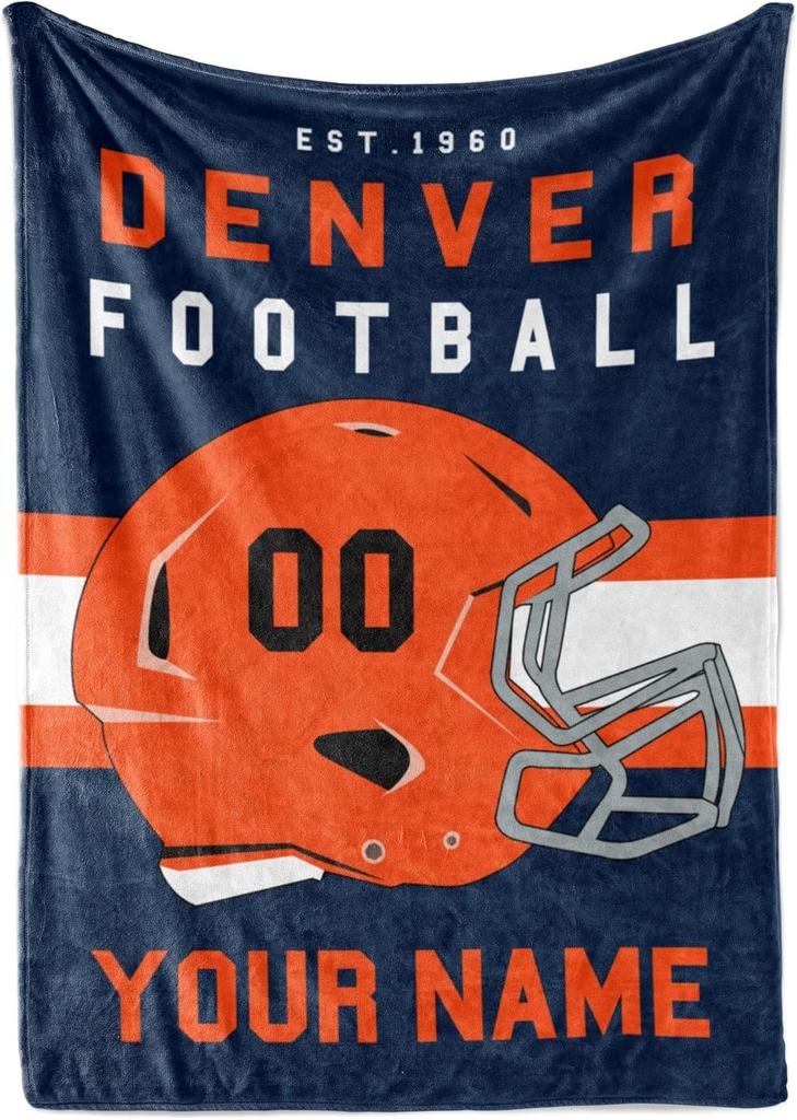 Throw Blanket For Football Fans Ships Next Day Made In Usa -Custom Fleece Name Ideal Youth Footb Custom Blankets