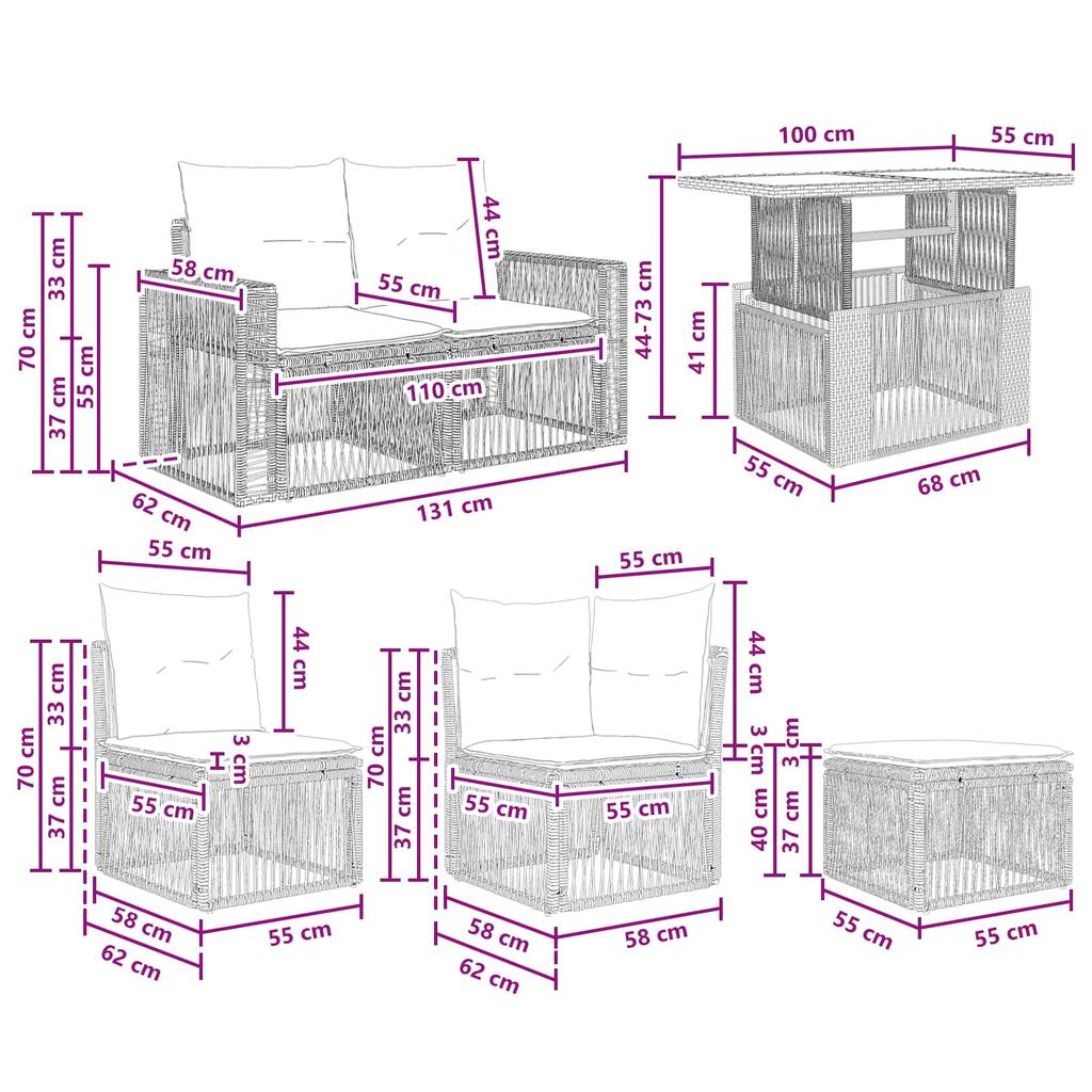 Garden Sofa Set 10 pcs Grey and Dark Grey Poly Rattan