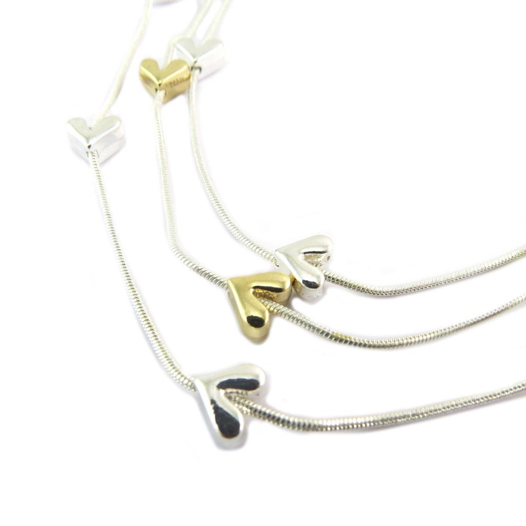 Les Trésors De Lily [P8479] - Designer Necklace 'Love' Gold Silver - 3 Rows 50 To 55 Cm - 7x6 Mm