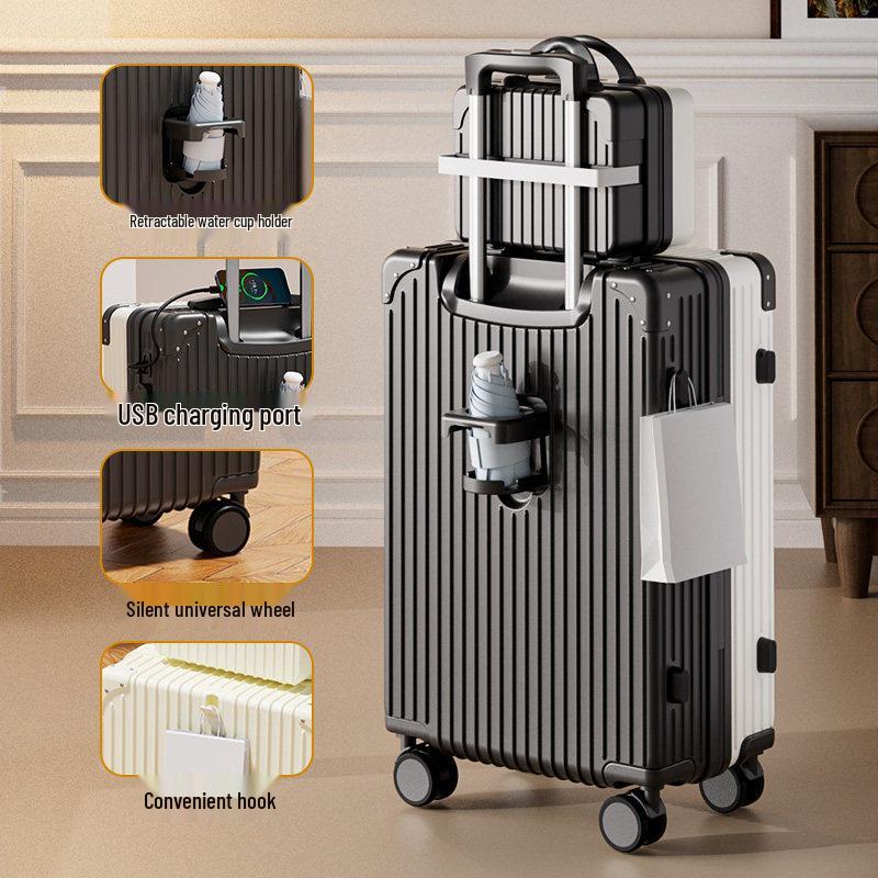 Front Hook Trolley Luggage Case for Students, Large Capacity Travel Case, Secure Men's Password Suitcase