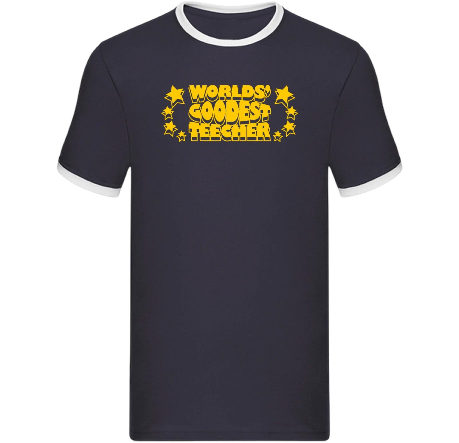 Worlds Goodest Teacher Ringer T Shirt,Back to School Ringer,School Teacher Gift L