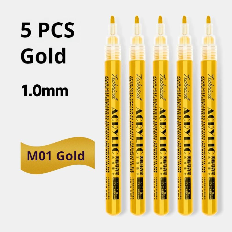 Metallic Marker Pen 0.7/1.0 mm Extra Fine Acrylic Gold Silver Color Pen Back to School Supplies Highlighter Marker DIY Painting