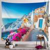 Santorini Griechenland Wandteppich Wandbehang Ägäis Meereslandschaft Wandteppich Weiße Architektur Blume Mittelmeer Kinder Studenten Schlafzimmer