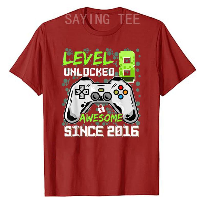 Игровая футболка Уровень 8 Разблокирован Потрясающий С 2016 8-й День Рождения Игровая Футболка Подарок Любителю Видеоигр Графический Наряд Стиль Жизни S