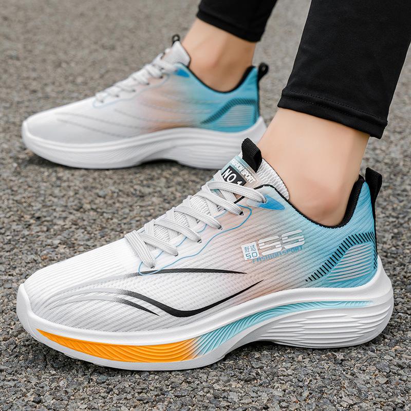 Summer men's new ice silk mesh breathable running sneakers ultra-light thick-soled trendy casual sports men's shoes