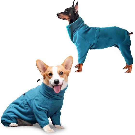 Dog Winter Coat, Polar Fleece Pullover Jumpsuit, Dog Sweatshirt Jacket, Fullbody Pajamas Onesie for Small Medium Large Dogs Hiking Walking Sleep,