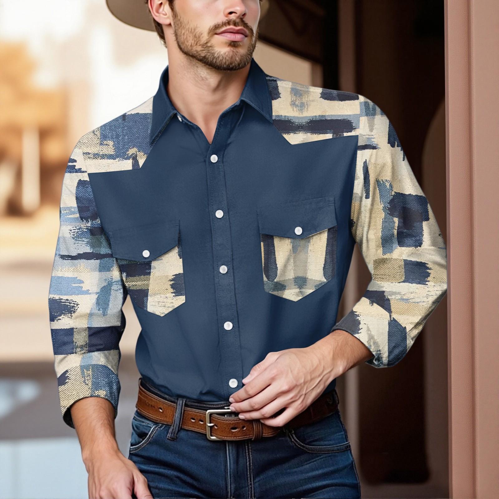 

Мужской модный топ кэжуал с длинными рукавами, лацканами и длиной до плеч M