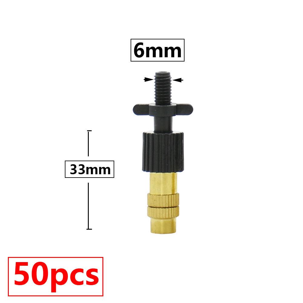 50pcs Adjustable Brass Misting Nozzle Copper Cooling Sprinkler 4/7mm Plastic Tee Barb Thread Connector For Garden Irrigation