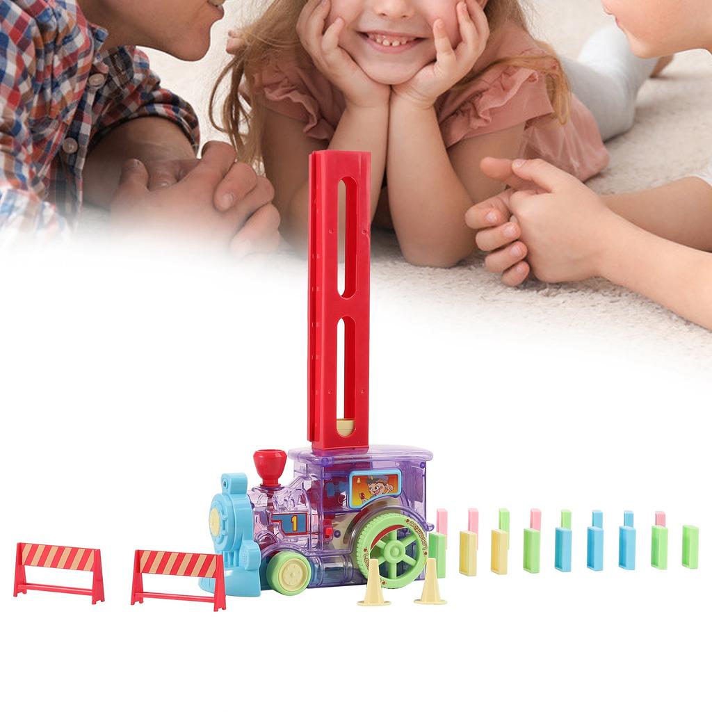 Domino Game Car Toy Set DIY Automatic Placement Domino Train Car Educational Toy80pcs Domino