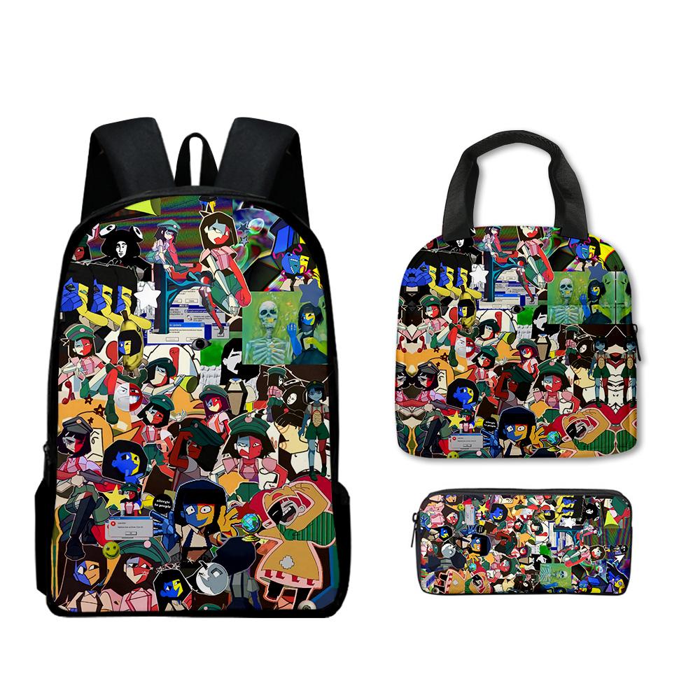 Trendy Popular Funny Novelty ENA Dream BBQ 3D Print 3pcs/Set Student School Bags Laptop Daypack Backpack Lunch bag Pencil Case