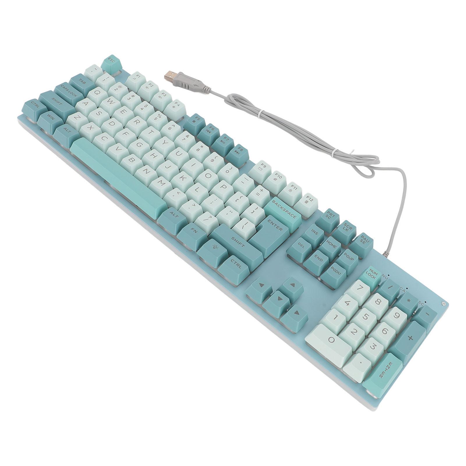 

Проводная игровая клавиатура с крупным шрифтом, металлическая панель, USB-клавиатура с подсветкой для компьютера, ноутбука разноцветный