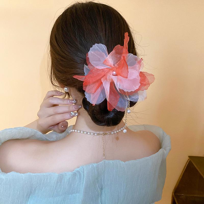 Rote Spinnenlilie Acryl Haarspange: Retro chinesischer Stil Haarschmuck