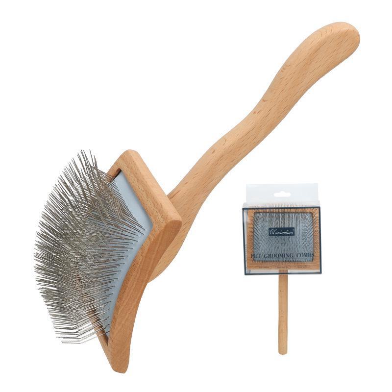 Solid Wood Pet Comb with Fluffy Needles and Detangle Knife