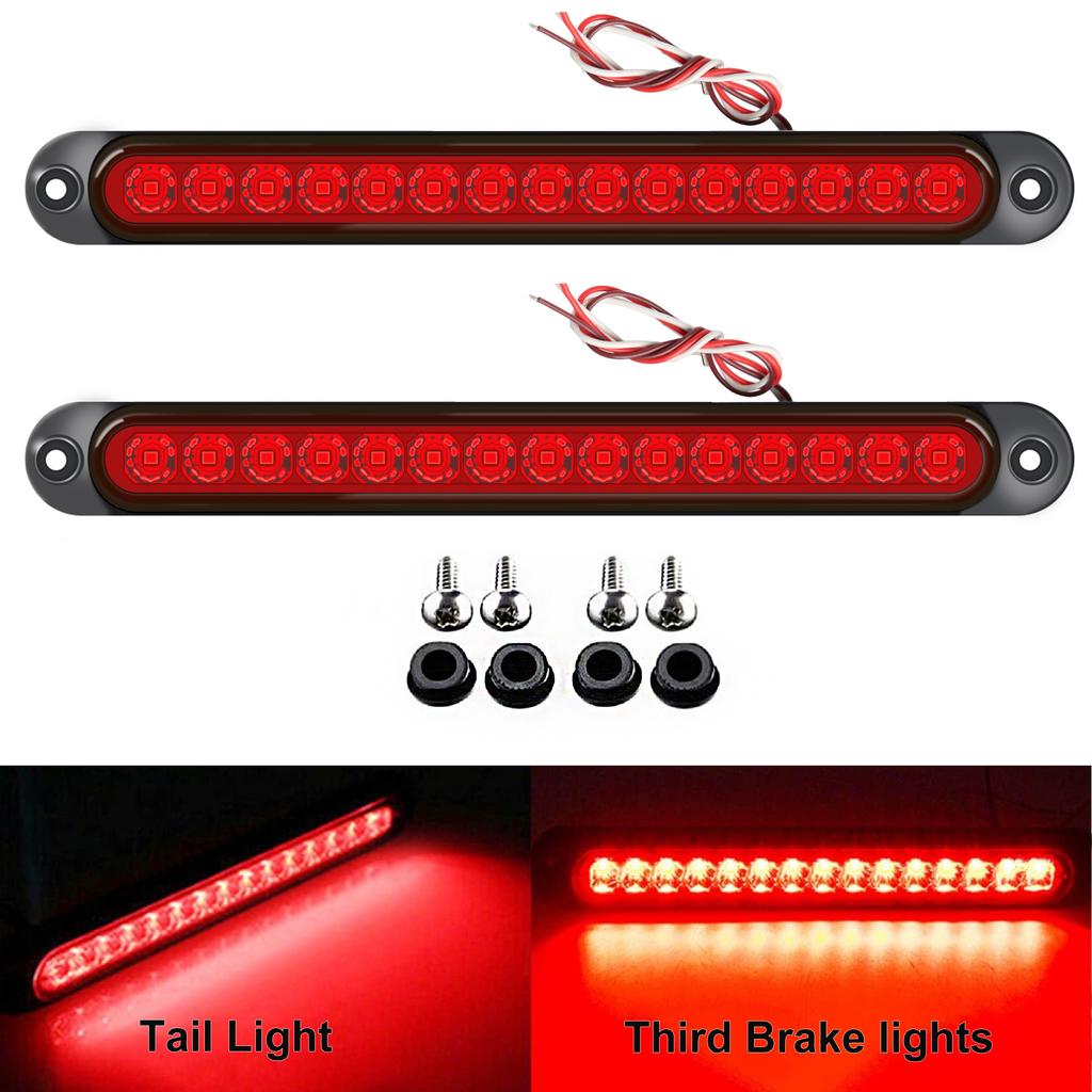 2PCS New 12-24V 15LED Tail Rear Lamp for Trailer Truck Lorry Pickup-Brake/Stop/Turn Lights Light Bar Strip Back Up Lights 1