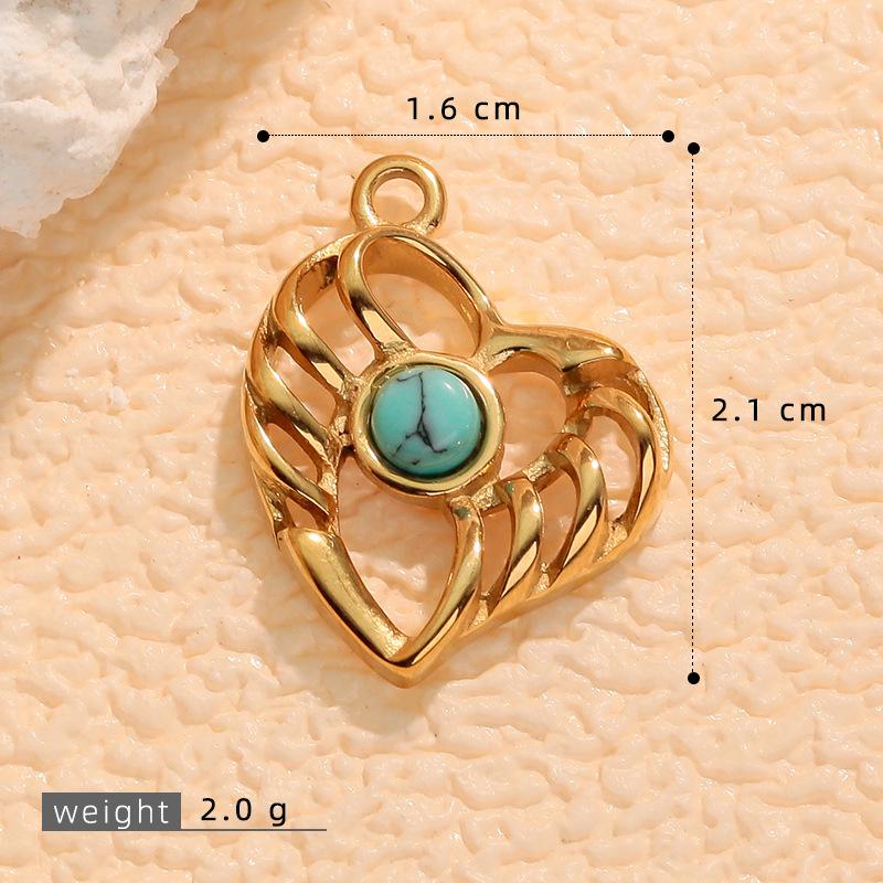 European Retro Turquoise Geometric Oval Pendant - Stainless & Titanium Steel Jewelry for Women
