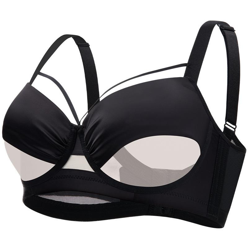 Big breasts show small underwear, thin women's sexy and breathable, large size fat mm, close the secondary breasts and gather the anti-sagging bra