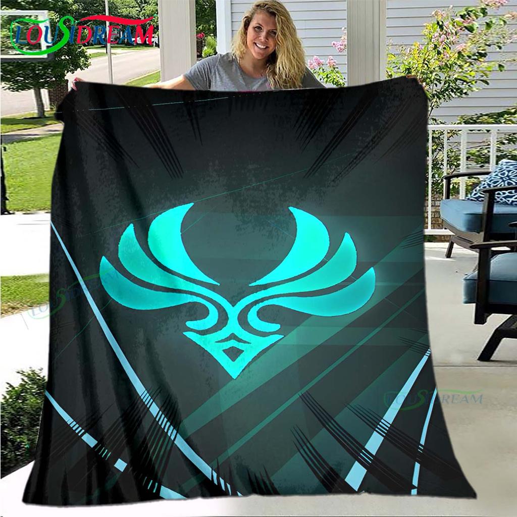 Hot Genshin Impact Runes Pattern Blanket Flannel Thin Blanket Portable Home Travel Office Lunch Break Blanket Birthday Gift