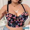 European and American Plus-size Underwear for Women Large Breasts Are Small Anti-sagging Gathered Fashionable Patterned Detachable Shoulder Straps Bra
