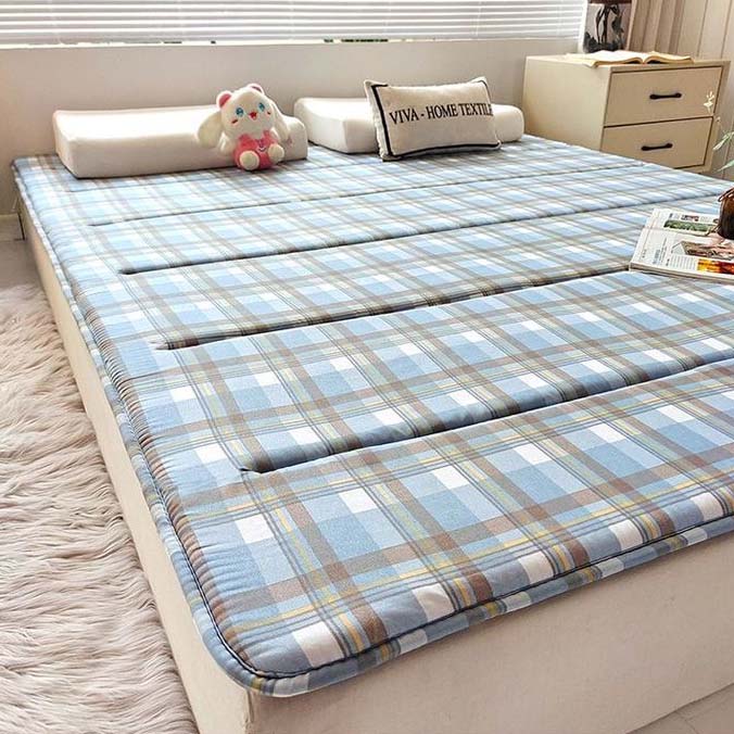 WTEMPO Soft Home Double-sided Bed Mattress Plaid Printed Thickened Single/Double Mattress Cushion Quilts Warm Winter Single Student Dormitory Mattress
