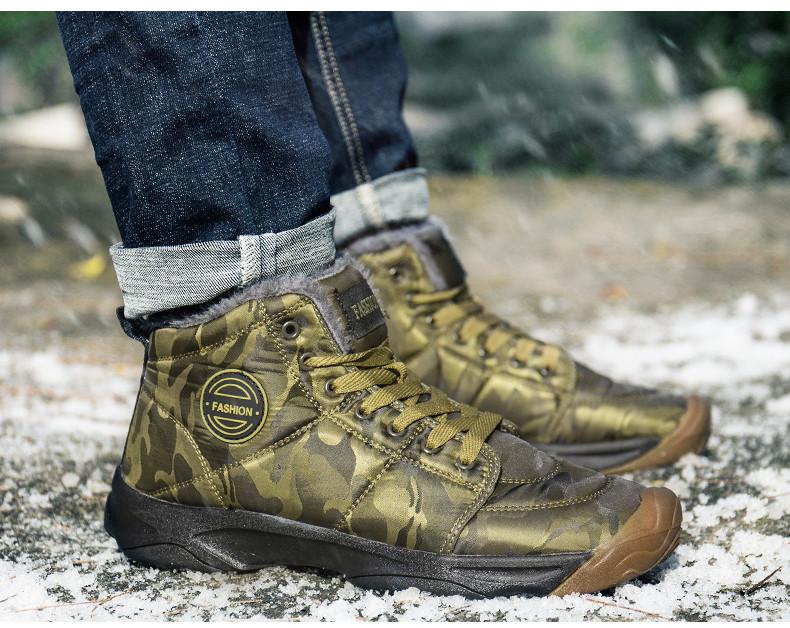 Men Ankle Boots Waterproof Winter Warm Plush Snow Boots Men Outdoor Sneaker Work Boots Male Quilted Boots Big Size 46 47