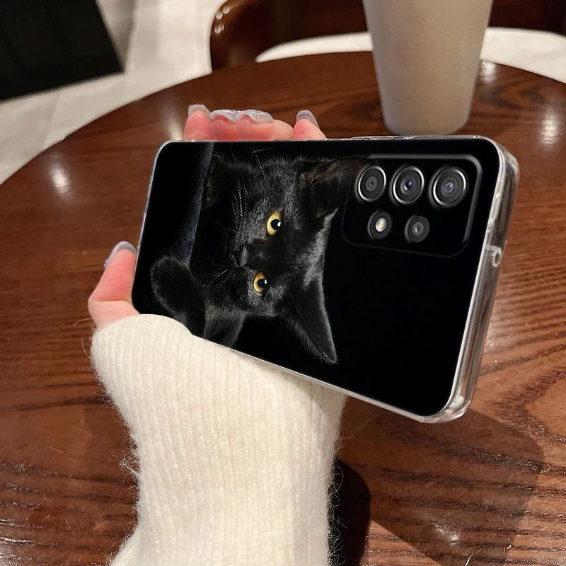 Schwarze Katzen Süße Katze Transparente Weiche Handyhülle Für Samsung Galaxy A56 A57 A37 A55 A54 A36 A35 A26 A25 A16 A17 A07 A52 A73 A21s Hülle