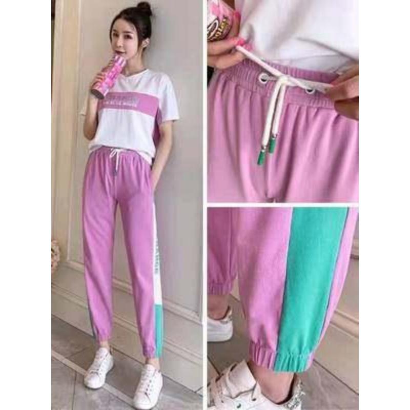 Set sport casual cu mânecă scurtă de vară nou, stil Hong Kong, din două piese, pentru Salty or Sweet