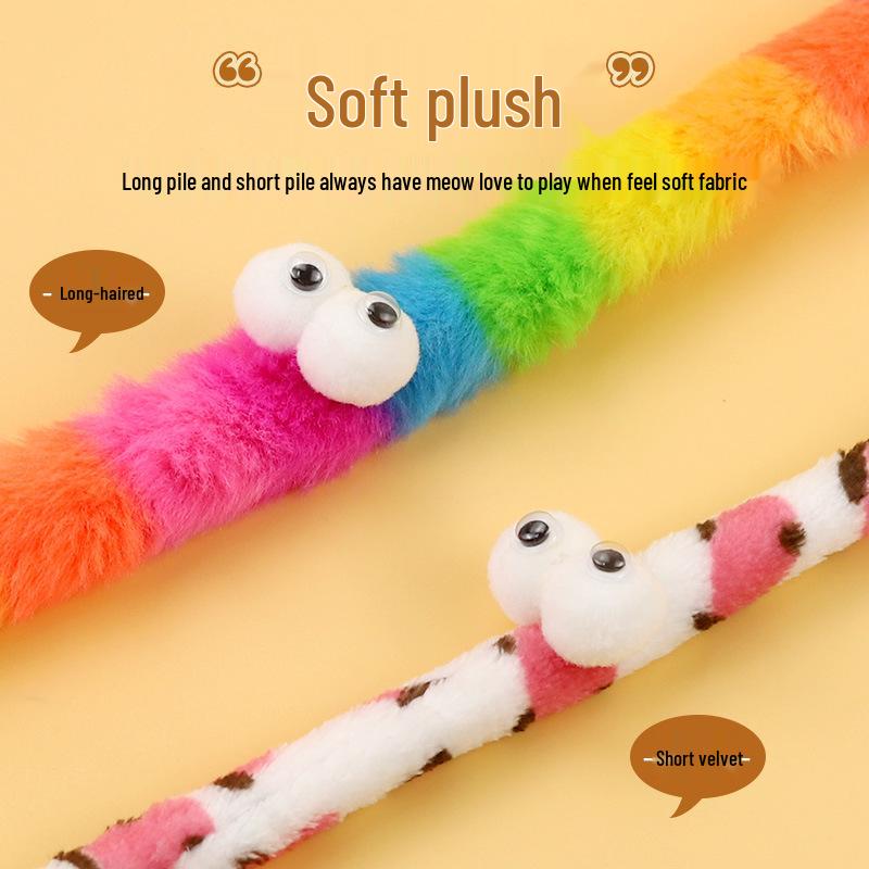 Katzenspielzeug: Raupen-Glocken-Teaser-Stab zur Selbstbeschäftigung und zum Backenzahnabrieb