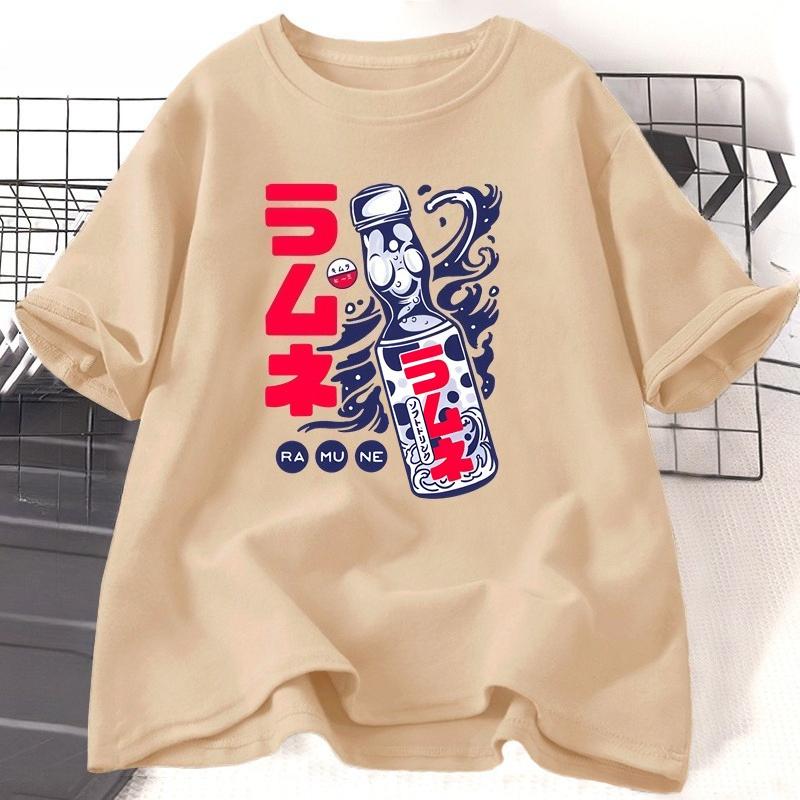 Ramune Japanese Soda Drink Tshirt Unisex WOMEN Cotton Round Neck Graphic T Shirts Casual Summer Loose T Shirt Fashion Clothes