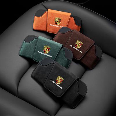 Mocka Bilglasögonlåda Solskydd Glasögonfodral Förvaring För Porsche Cayenne Panamera Macan 911 718 Taycan Boxster Cayman 918 Pajun