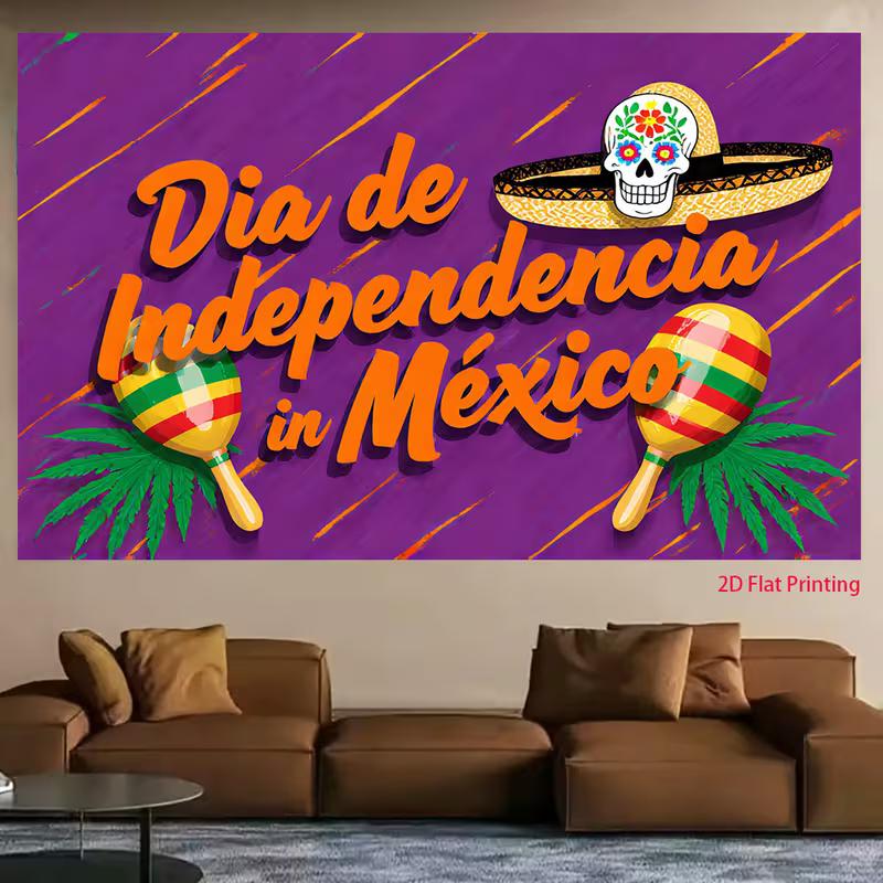 2D Sugar Skull and Maraca Backdrop for Mexico Independence Celebration