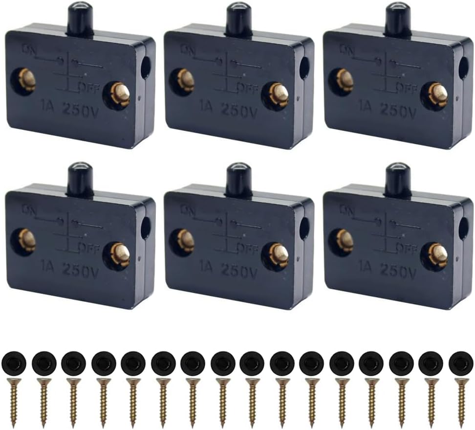 

6PCS Cupboard Door Switch White 1A 250V Cupboard Light Control Switch Cupboard Auto Control Switch Push to Wardrobes, Bookcases, Cupboard Doors, 6 чёрный