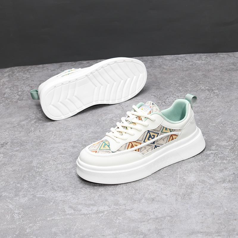 Summer breathable woven mesh sports and leisure trendy shoes non-slip thick-soled heightening small white board shoes