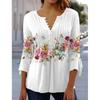 V-neck Short Sleeve Women's Top Summer Floral Print Spring Casual Professional Fashion New Clothing