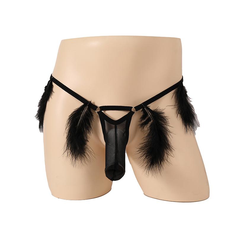 Exclusive for Men's Erotic Underwear, Feather Hollowed-out Free Thong Men, Sexy Men's Erotic Underwear