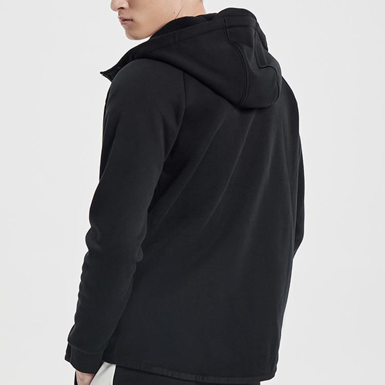 Li-Ning Wade Series Plush Warmth Drop Shoulder Sports Hooded Jacket Men Jackets Black AWDQ705-1