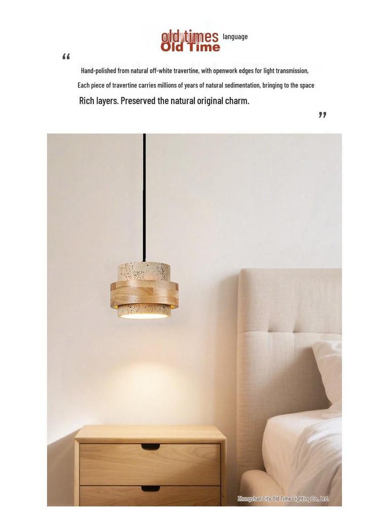 Adjustable Wabi-Sabi Style Solid Wood Pendant Light for Bedroom, Dining, or Bar