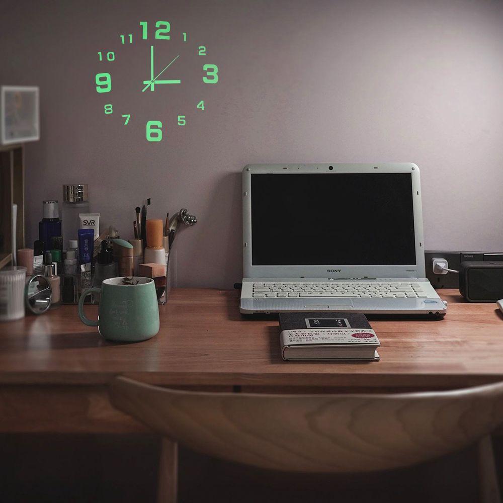 DIY Luminous Stickers Wall Decor Wall Clock Digital Clock 3D