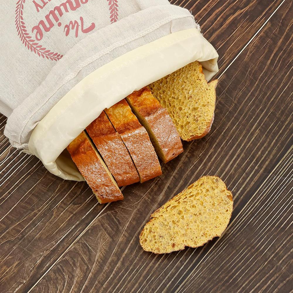 1/3Pcs Linen Drawstring Bread Storage Bag Reusable Food Container for Homemade Artisan Loaf Kitchen Freshness Organizer