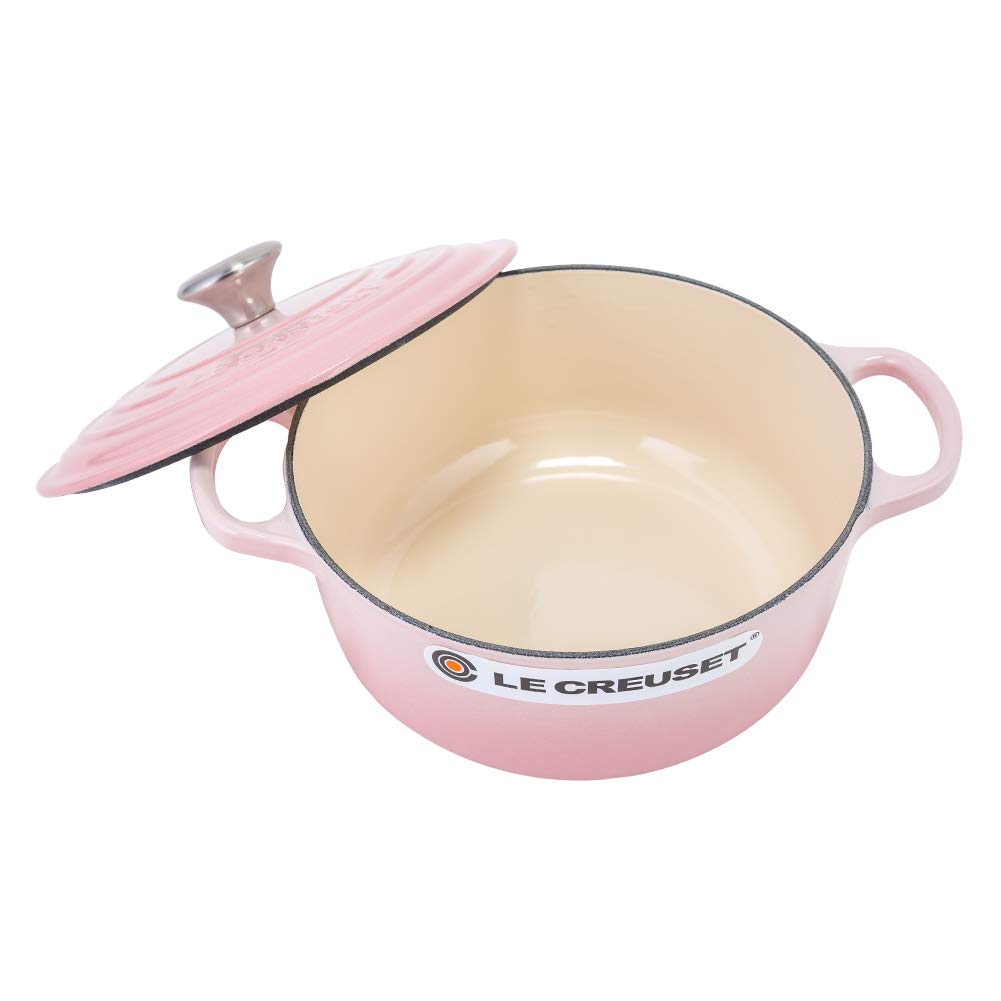 Le Creuset Pot Signature Cocotte Ronde 20cm 200mm 21177207774430 Shell Pink Enamel Pot Stylish SIGNATURE Cocotte Ronde Shell Pink Kitchenware [Le