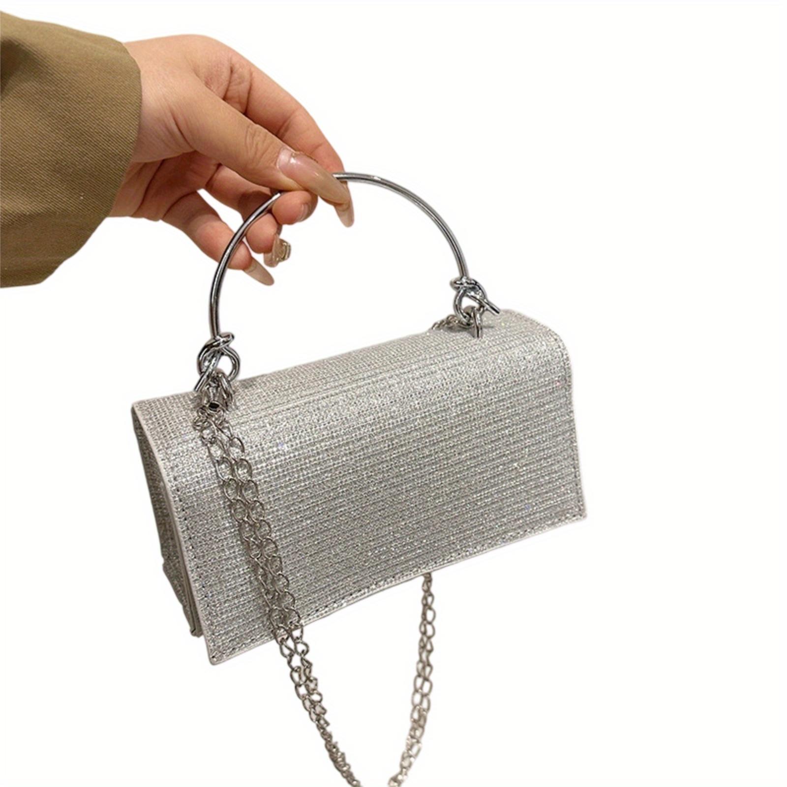 

Дизайнерская сумка через плечо на цепочке 18*6*9CM серебряный