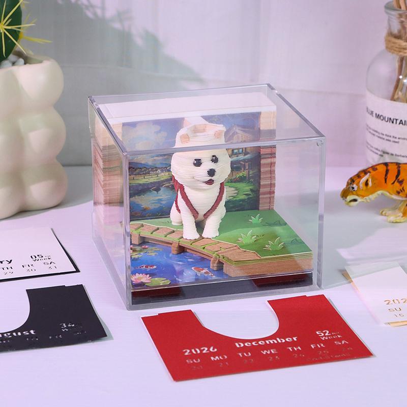 

Календарь-часы 2026 Настольный календарь со светодиодной подсветкой 3D Отрывной календарь Бумажная резьба Искусство Блокнот для заметок Подарок Рождество