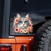 QT2013#15cm Adorable Cat and Floral Waterproof Car Decorative Decal, Suitable for Cars, Laptops, Bumpers, Glass Window Sticker