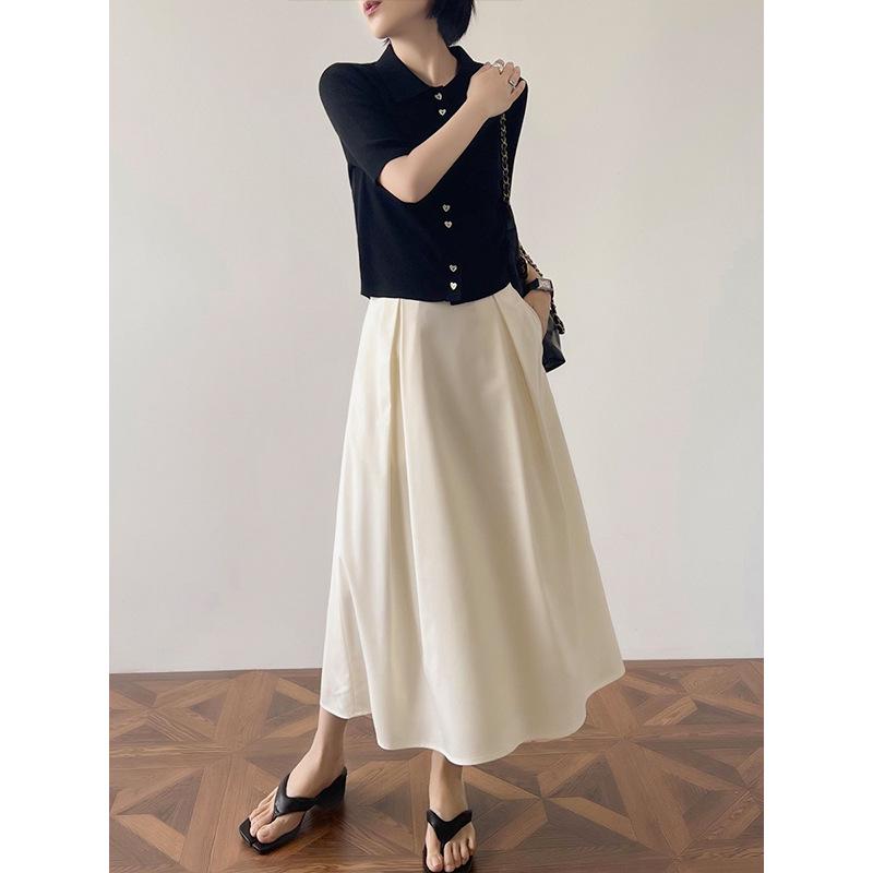 

В наличии Крутая летняя плиссированная миди-юбка-тюльпан выше колена Medium кремовый/белый