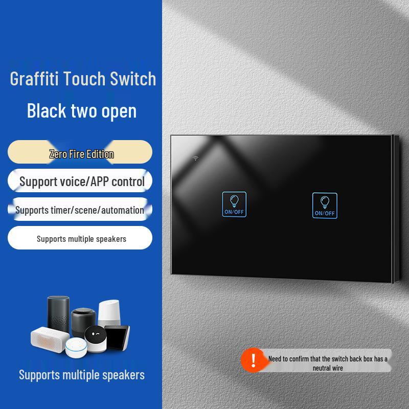 Graffiti Smart WiFi Wall Switch with Alexa & Google Voice Control, US/EU Specs, Touch Panel