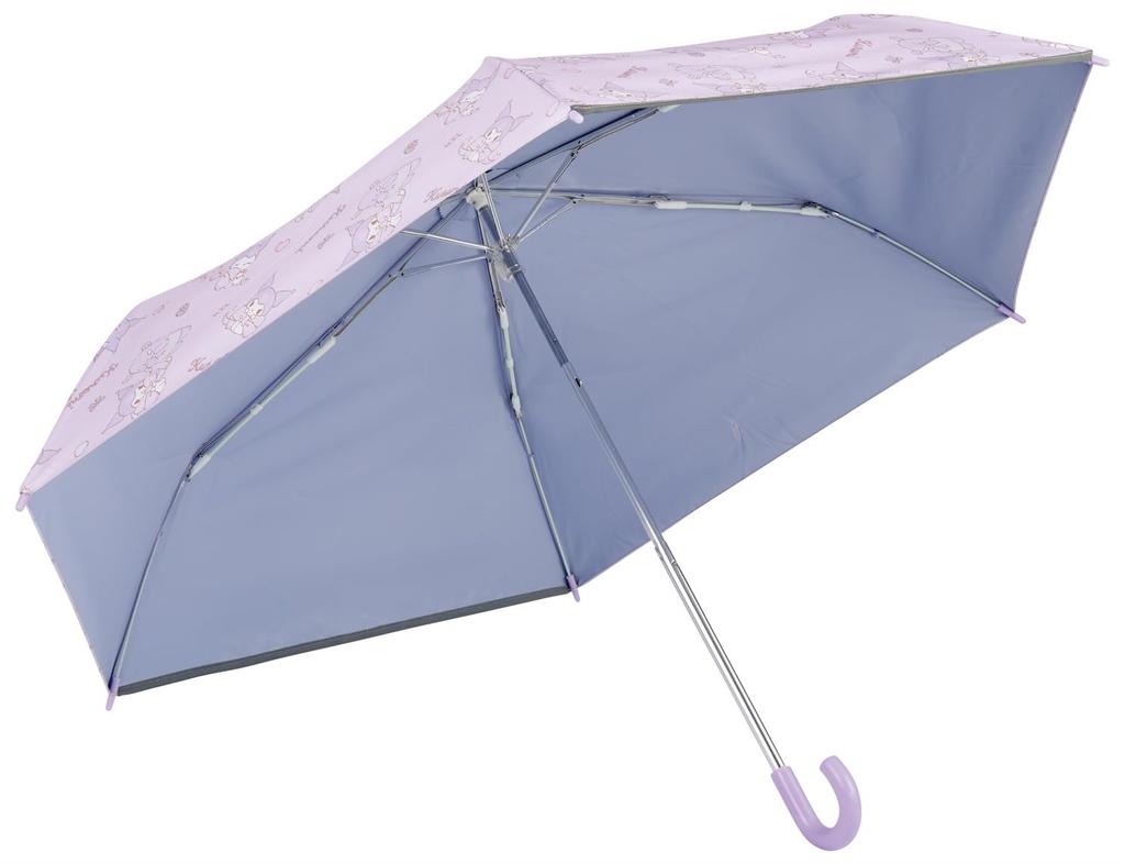Skater Folding Ages Manual Includes Dedicated UV 6 Suitable for Sun and Includes Dedicated Storage Sanrio Kuromi Big Children's Parasol, 50cm, 7-8,