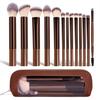 13pcs Makeup Brushes with 1pc Makeup Sponge Puff and Makeup Bag Multi-functional Makeup Tools Foundation Brushes Powder