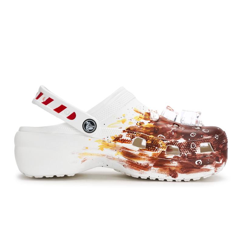 Crocs Classic Platform Clog 811 Coke with Ice Special Shoe Box Detachable Accessories Hole Shoes Women's White Red Brown.