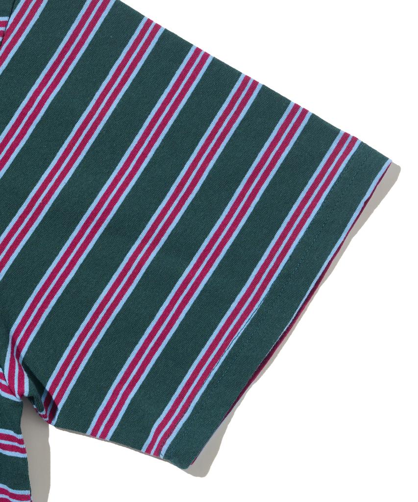 TAILOR STUDIO Classic Striped Short Sleeve T-Shirt (Charcoal/Purple)